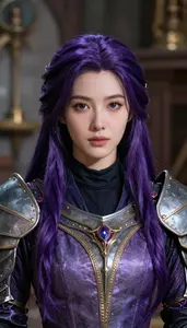 Enchanted Violet Suited Knight Hero In The Warehouse