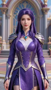 Enchanted Violet Suited Soldier Hero In The City Plaza