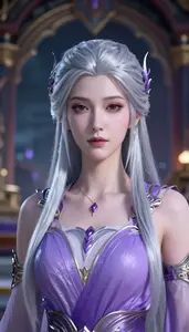 Ethereal Silver And Purple Warrior Hero At The Temple