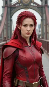 Feral Red Caped Protector Hero On The Bridge