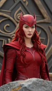 Fiery Red Caped Crusader Hero On The Hilltop