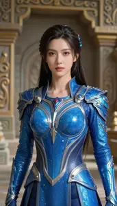 Fluid Water Blue Armored Protector Hero At The Ancient Ruins