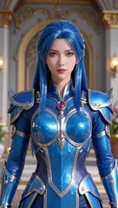 Fluid Water Blue Armored Warden Hero At The Palace