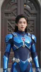Fluid Water Blue Armored Avenger Hero At The Gate