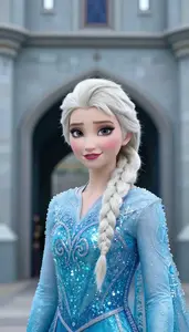 Frozen White And Blue Knight Hero At The Fortress Gate