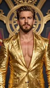 Gilded Gold Suited Champion Hero In The Arena