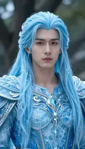 Glacial Ice Blue Caped Colossus Hero In The Public Park