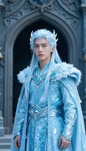 Glacial Ice Blue Caped Paragon Hero At The Gate