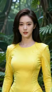 Glowing Yellow Suited Liberator Hero In The Jungle
