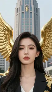 Gold Winged Fighter Hero At The Downtown Tower