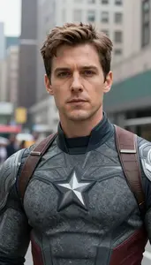 Granite Gray Suited Avenger Hero In The City Street