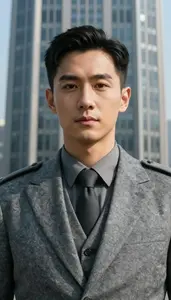 Granite Gray Suited Soldier Hero In The Skyscraper