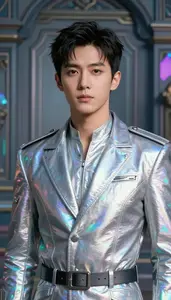Holographic Silver Suited Soldier Hero In The Metropolitan