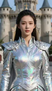 Holographic Silver Suited Liberator Hero At The Castle