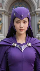 Immense Purple Caped Protector Hero In The Metropolitan City