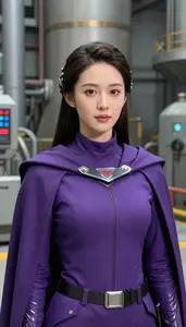 Immense Purple Caped Operative Hero At The Power Plant