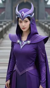 Immense Purple Caped Paragon Hero On The Pier