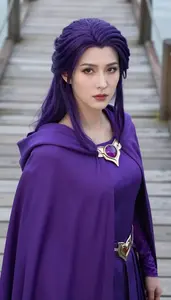 Immense Purple Caped Savior Hero On The Pier