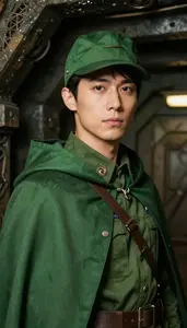 Jungle Green Caped General Hero In The Underground Bunker