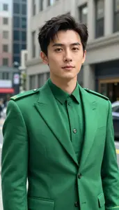 Leafy Green Suited General Hero In The Downtown District