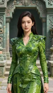 Leafy Green Suited Guardian Hero At The Ancient Ruins