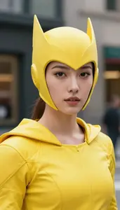 Lightning Yellow Caped Warrior Hero In The Commercial