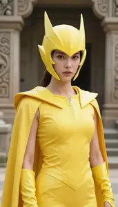Lightning Yellow Caped Paragon Hero At The Ancient Ruins