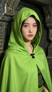 Lime Green Caped Warrior Hero In The Underground Bunker