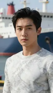 Marble White And Gray Captain Hero At The Harbor