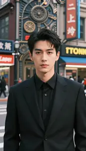 Midnight Black Suited Soldier Hero In The Commercial