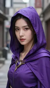 Mystical Purple Caped Fighter Hero In The Alleyway