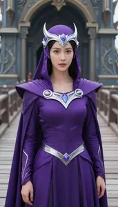 Mystical Purple Caped Sentinel Hero On The Pier