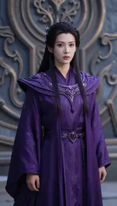 Mystical Purple Caped Lord Hero On The Cliff