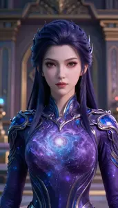 Nebula Purple And Blue Colossus Hero At The Temple