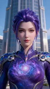 Nebula Purple And Blue Guardian Hero At The Downtown Tower