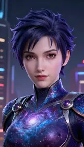 Nebula Purple And Blue Master Hero In The Metropolis