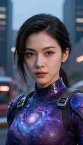 Nebula Purple And Blue Scout Hero In The Metropolitan City