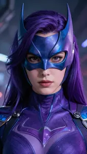 Nebula Purple And Blue Vigilante Hero On The Skyway