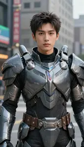 Nickel Gray Armored Champion Hero In The Metropolitan City