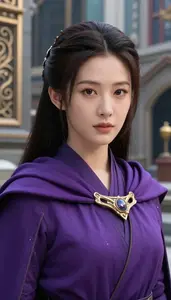 Noble Purple Caped Warrior Hero In The Downtown District