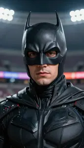 Nocturnal Black Caped Defender Hero At The Stadium