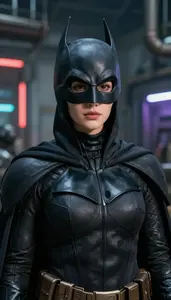 Nocturnal Black Caped Vigilante Hero In The Factory