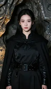Nocturnal Black Caped Knight Hero In The Underground Cave