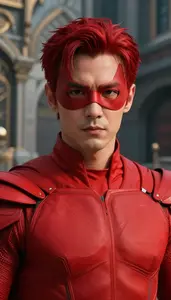 Powerful Red Caped Master Hero In The Metropolis