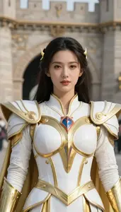 Radiance White And Gold Crusader Hero At The Fortress Gate