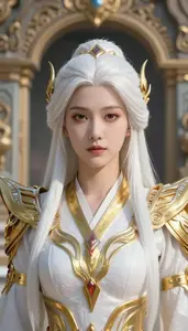 Radiance White And Gold Guardian Hero At The Ancient Ruins
