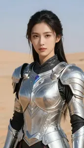 Refined Silver Armored Hero Hero In The Desert Landscape