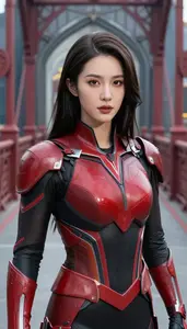 Savage Red And Black Specialist Hero On The Bridge