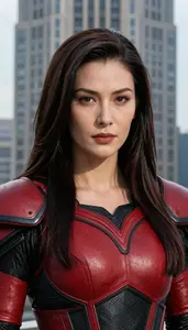 Savage Red And Black Warden Hero In The Skyscraper