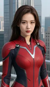 Scarlet Suited Protector Hero In The Skyscraper